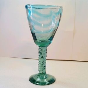 Set of 6 Hand-blown Seaglass Wine Glasses